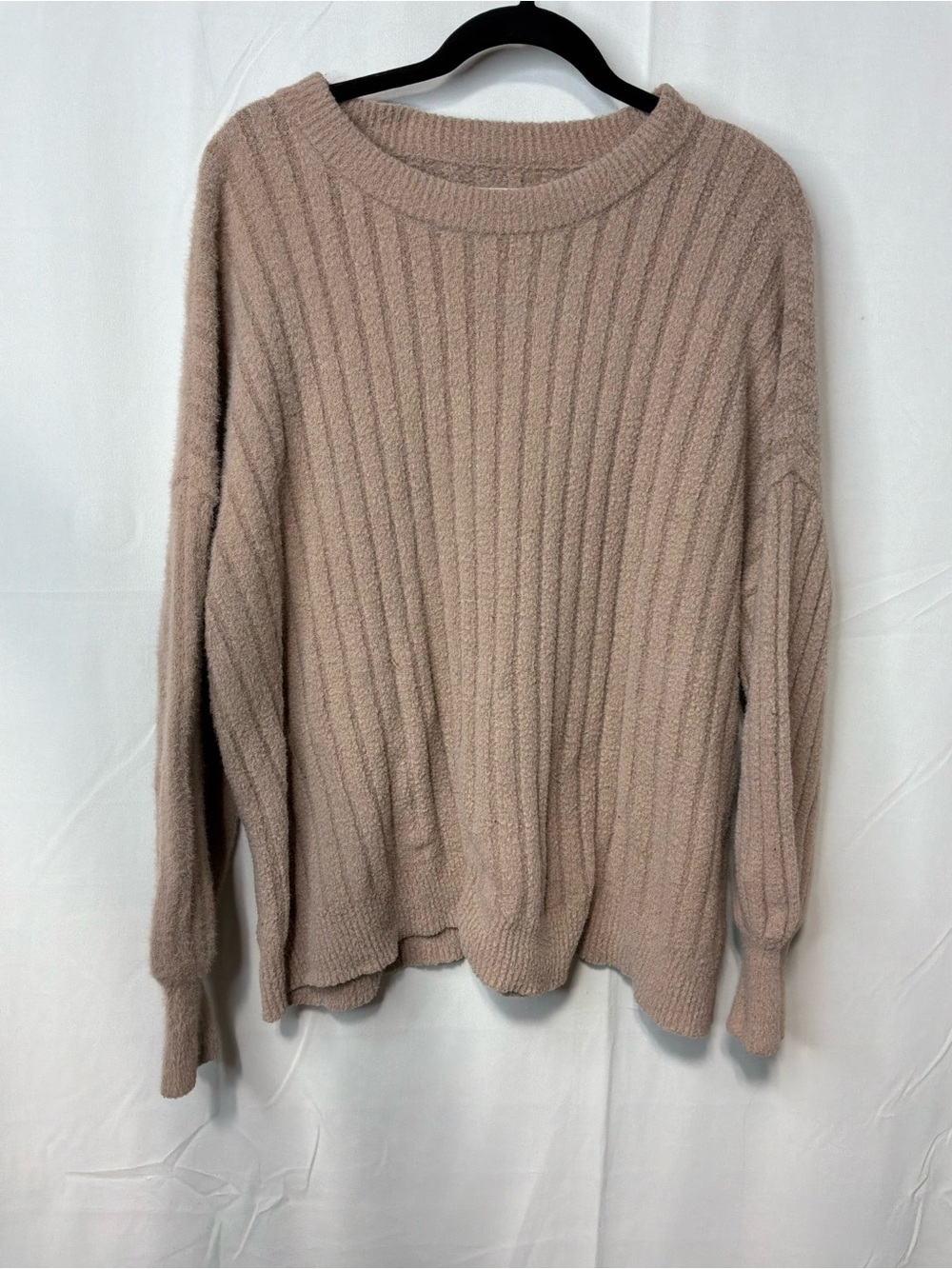 aerie Ribbed Crewneck Sweater in Blush Taupe